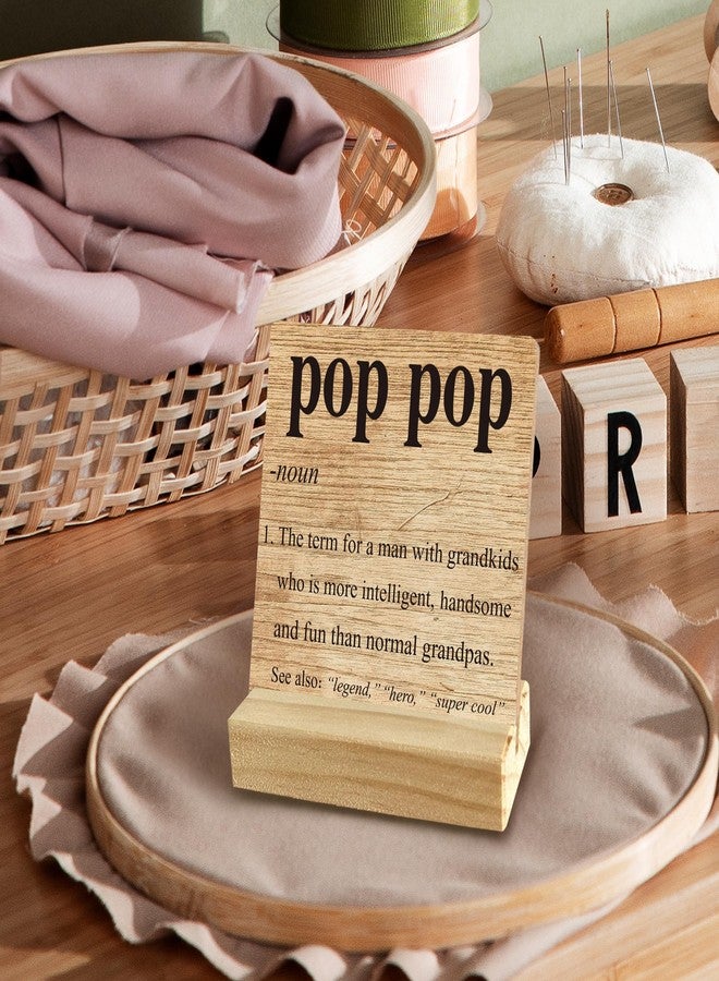 QASHWEY Pop Pop Desk Decor, Pop Pop Gifts, Grandpa Papa Grandfather Gifts Wood Table Signs, Gifts for Pop Pop Grandpa Grandfather, Pop Pop Definition Wooden Plaque with Wooden Stand for Home Office - Image 3